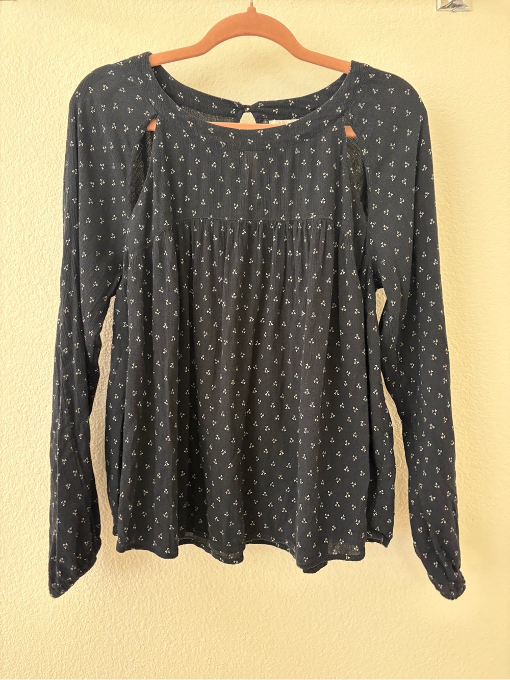 Denim & Supply Ralph Lauren Black and White Long-Sleeve Floral Peasant Top